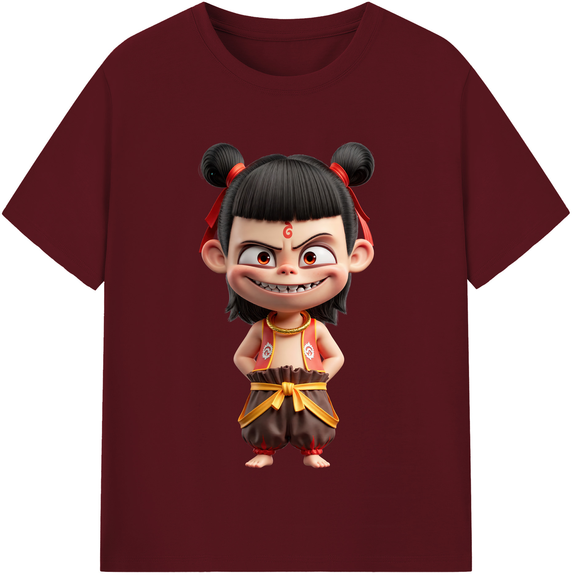 （画像用） Ne Zha 2 ナタ 魔童の大暴れ 綿100％半袖Tシャツ（フロントプリント）